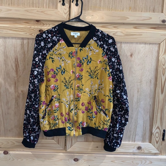 Umgee floral zip front bomber jacket coat size S - Picture 1 of 4